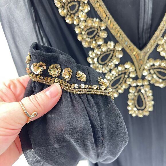 French Connection Women's Black Mini Dress With Beads Sequins Size 4 - Picture 13 of 15